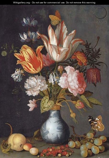 Tulips, a rose, a carnation, cyclamen, snake