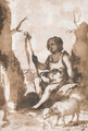 The Infant Baptist seated on a rock with a lamb - Bartolome Esteban Murillo