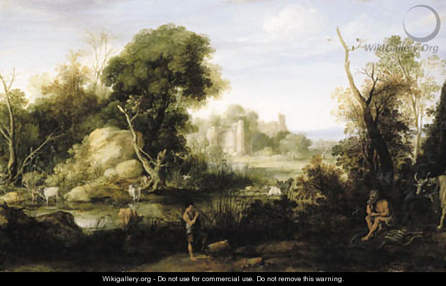 A classical landscape with Mercury and Argos - Bartholomeus Breenbergh