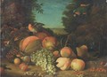 Still life of grapes, peaches, plums, berries and a melon - (after) William Jones Of Bath