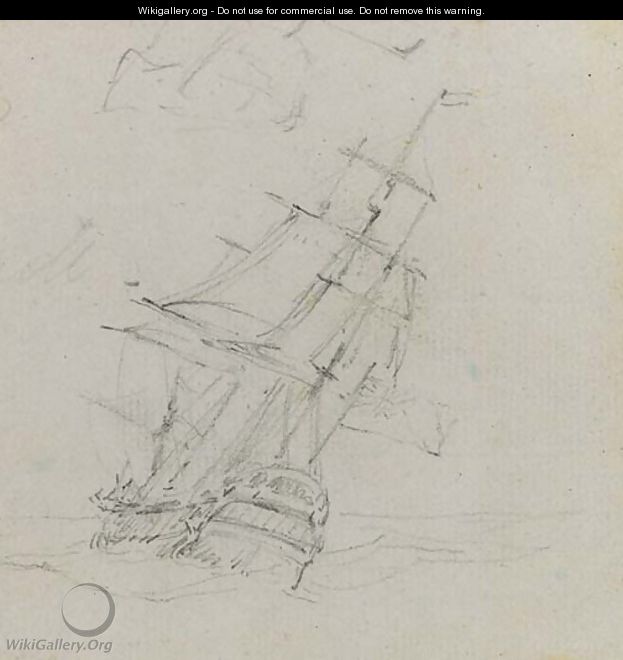 An East Indiaman heeling in the breeze - (after) William Daniell