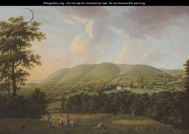 View Of Holnicote House, Somerset, With Harvesters Resting In Foreground - (after) William Tomkins