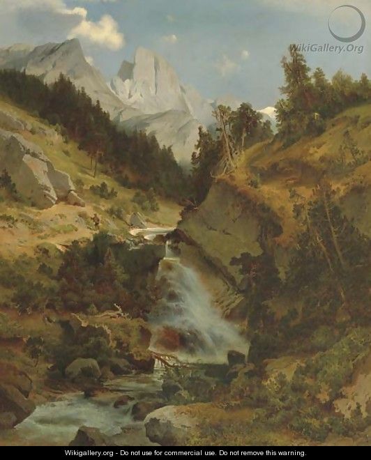 Mountain Lanscape with River - August Schaeffer