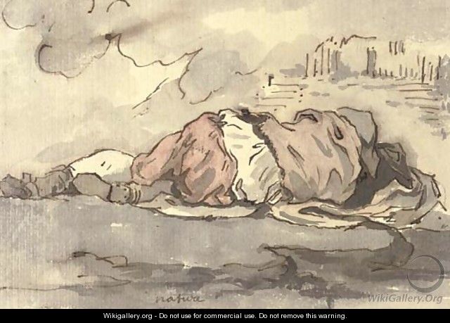A sleeping beggar - Jacques-Augustin Pajou