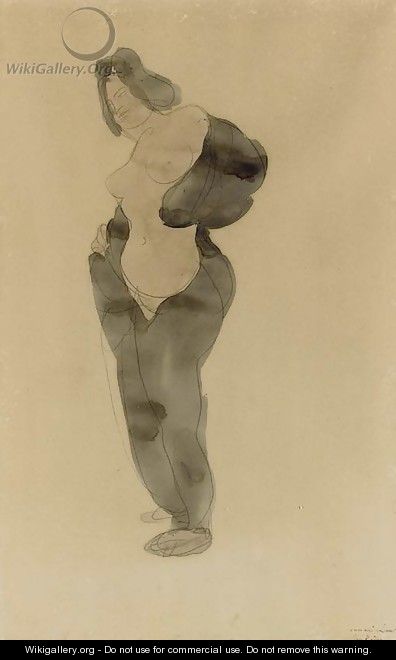 Nu feminin en robe noire - Auguste Rodin
