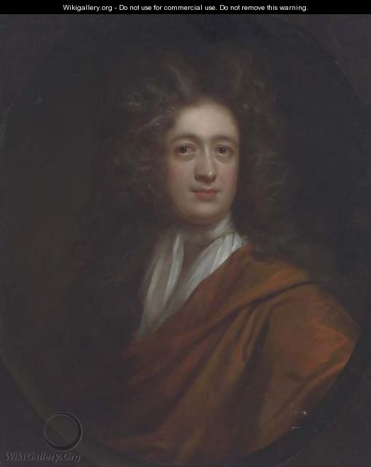 Portrait of Edmund Rooke, bust-length, in an orange wrap - (after) Kneller, Sir Godfrey