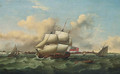 A Man-o'-War and other shipping, in a heavy swell off the South Coast - (after) Thomas Luny