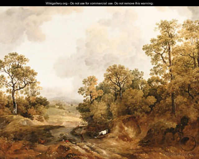 A wooded Landscape with Shepherds and Cows - (after) Thomas Barker Of Bath