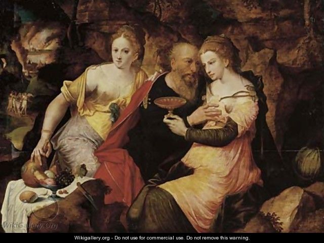 Lot and his Daughters - (after) The Master Of The Prodigal