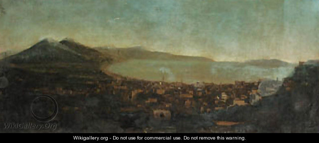 A panoramic View of Naples from the North with Vesuvius and the Bay beyond - (after) Tommaso Ruiz