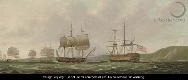 The British fleet anchored off St. Helena - (after) Thomas Whitcombe