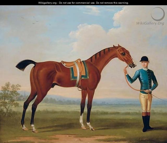 Flying Childers held by a groom in an extensive landscape - (after) Thomas Spencer
