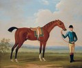 Flying Childers held by a groom in an extensive landscape - (after) Thomas Spencer