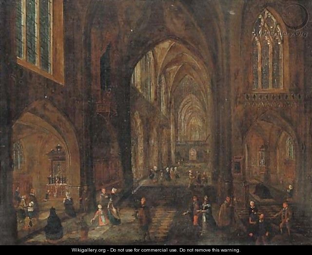 The interior of a cathedral - (after) Pieter The Younger Neefs