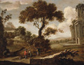 A Landscape with a Gentleman having his Fortune told - (after) Pieter Meulener