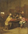 Peasants eating mussels and drinking in a tavern - (after) Pieter De Bloot