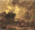 A stormy landscape with a herdsman on a rocky path - (attr.to) Loutherbourg, Philip James de