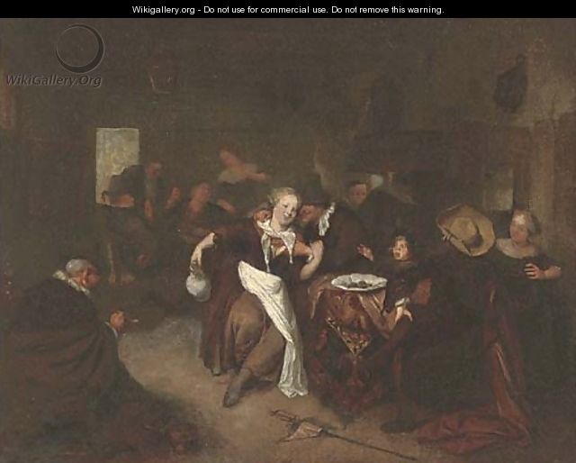 Peasants drinking and merry making in a tavern - (after) Richard Brakenburg