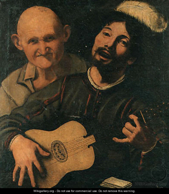 A guitar player and an old man attending - (after) Pietro Paolini