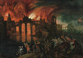 Aeneas rescuing his Father from the burning City of Troy - (after) Pieter Schoubroeck