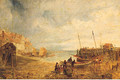 Fisherfolk Unloading The Catch In A Busy Harbour - (after) John Wright Oakes