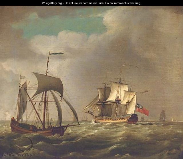 An outward-bound frigate - (after) John Thomas Serres
