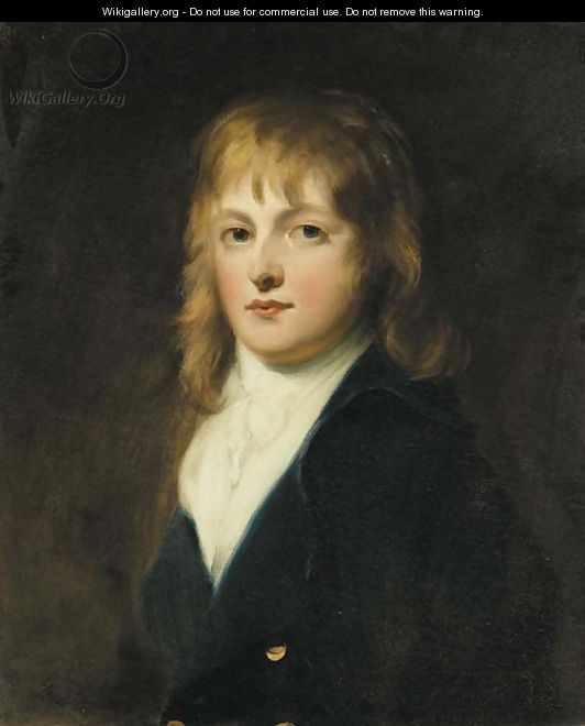 Portrait of the Hon. Peniston Lamb, half-length, in a blue coat and white cravat - (attr. to) Russell, John