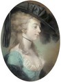 Portrait of a lady with feathered black hat thought to be the Duchess of Devonshire - (attr. to) Russell, John