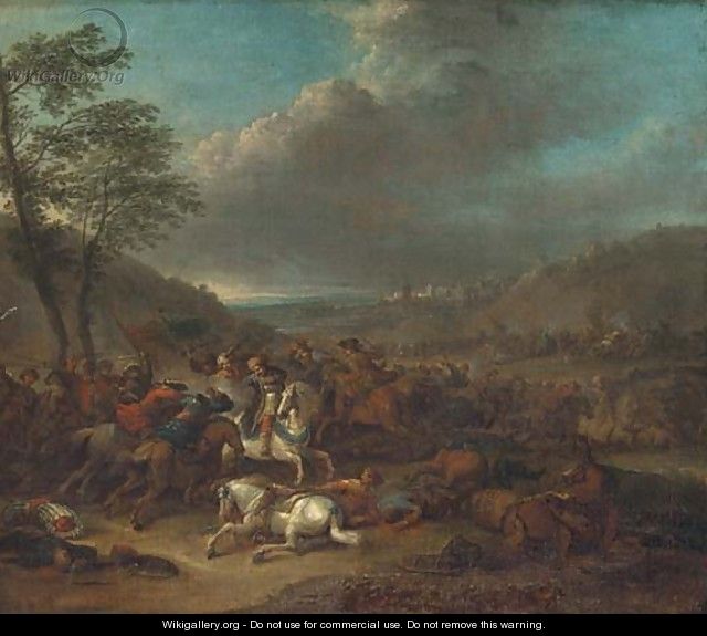 A cavalry battle between Christians and Turks - (after) Karel Breydel