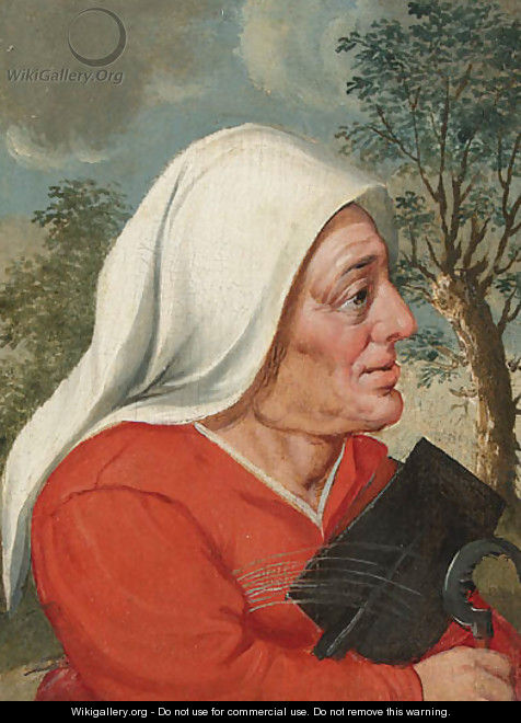 A peasant woman, half-length, with a sickle and spade - (attr. to) Cleve, Marten van