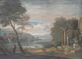 An estuary with ruins in the foreground - (after) Marco Ricci