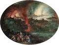 Aeneas rescuing Anchises from burning Troy - (after) Jan The Elder Brueghel