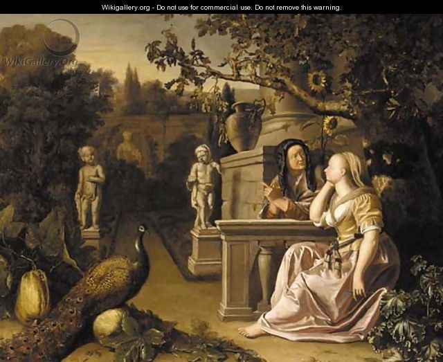 An ornamental garden with Vertumnus and Pomona - (after) Jan Blom