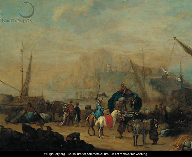 Merchants at a Mediterranean port - (after) Jan Baptist Van Der Meiren