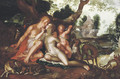 Venus and Adonis in a landscape with Cupid by their side - (after) Joachim Wtewael