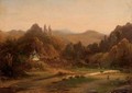 A riverside village in a valley - (after) Johannes Josephus Destree