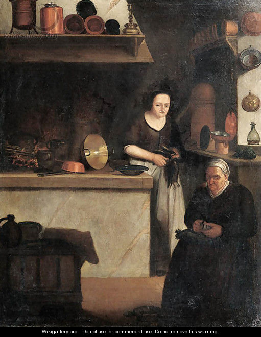 Maids at work in a kitchen - (after) Johannes Cordua