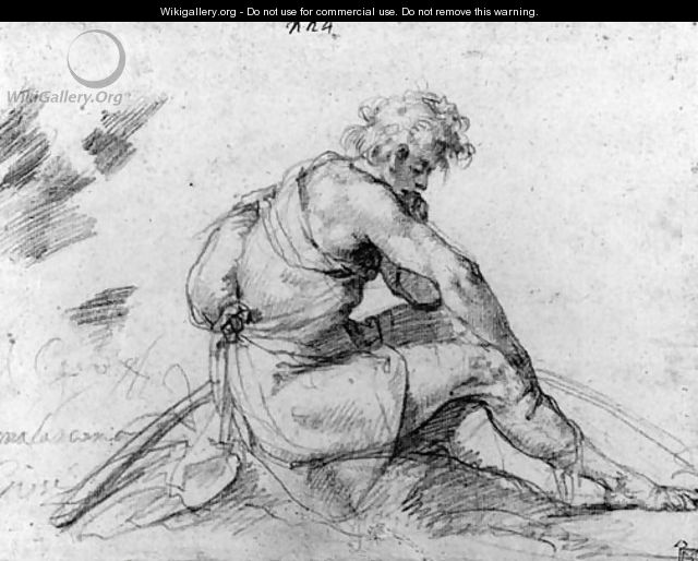 A seated shepherd, in profile to the right - (after) Giuseppe (d