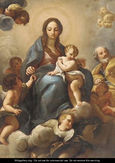 The Holy Family in Glory with putti - (after) Giuseppe Chiari