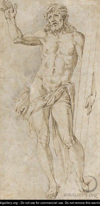 Christ holding the cross - (after) Giulio Pippi, Called Giulio Romano