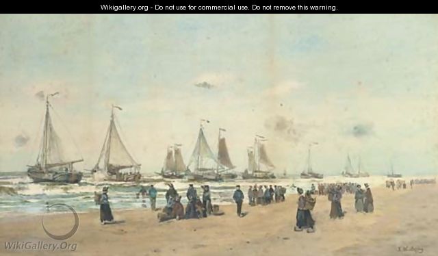 The Scheveningen fishing fleet setting off to the fishing grounds - (after) Hendrik Willem Mesdag