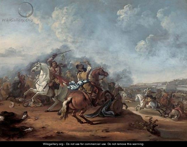 A cavalry skirmish - (after) Hendrick Verschuring