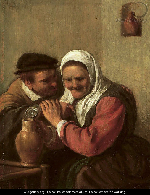 A peasant couple drinking in an interior - (after) Hendrick Maertensz. Sorch (see Sorgh)