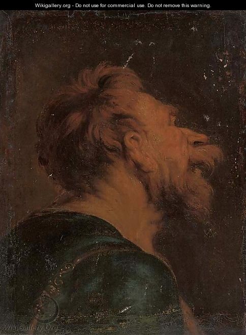 The head of a bearded man a study - (after) Jacob Jordaens