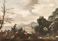 A Mediterranean coastal Landscape with Banditti in the foreground - (after) Jacob De Heusch