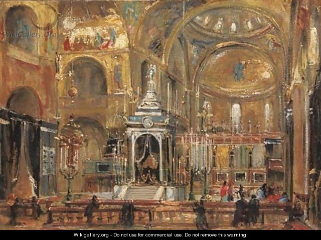 A view of the choir of the Basilica of Saint Mark, Venice - (after) Ippolito Caffi