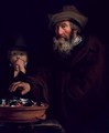 An old man warming his hands over coals - (after) Jacob Cornelisz Van Oostsanen