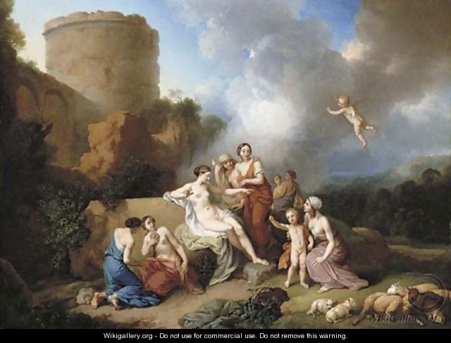 A classical landscape with Venus and Cupid, and attendant nymphs - Christian Wilhelm Ernst Dietrich