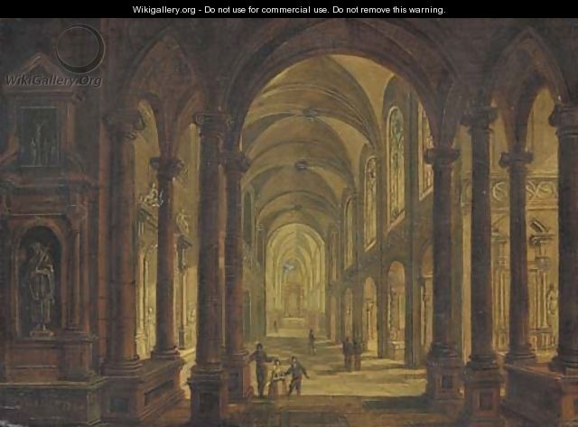 The interior of a church at night - Christian Stocklin