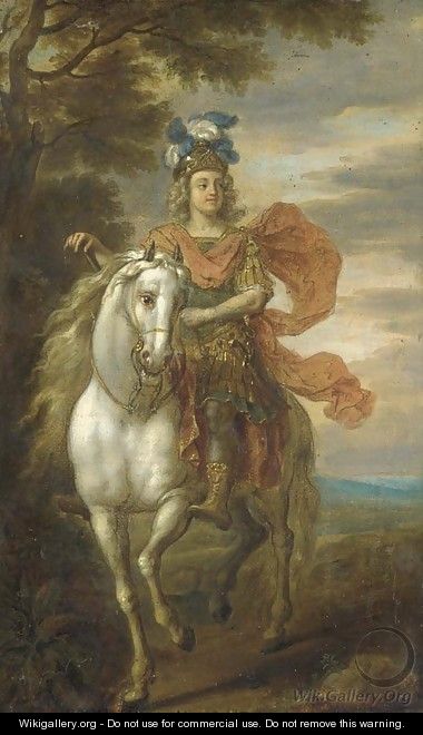 An equestrian portrait, possibly of Johann William, Elector Palatine (1658-1716) - (after) Adam Frans Van Der Meulen